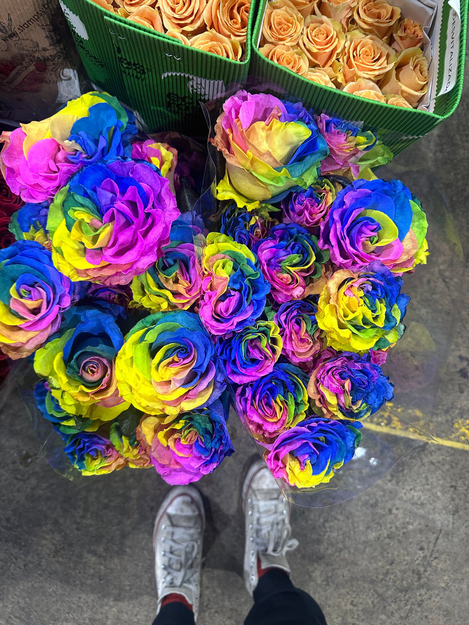 Artificially dyed roses