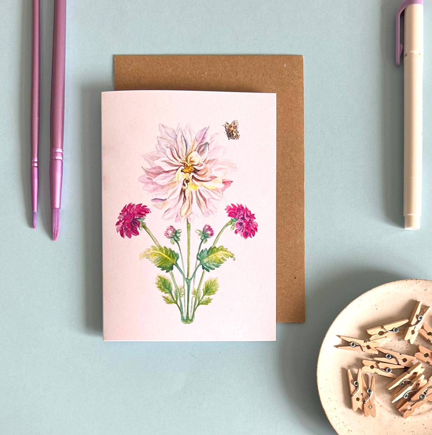 Greeting card 'The Dahlia' by Anthea Ben Naim