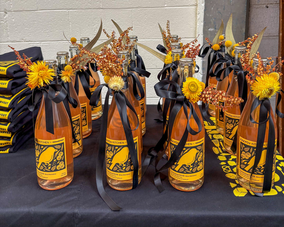 Dried floral motifs on Ozharvest Ventures x Kakadu Kitchen Conscious Drink