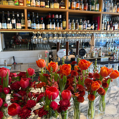 Fresh floral table arrangements for Mother's Day at Coogee Wine Room